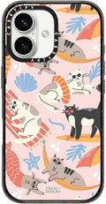 CASETiFY Impact Case for iPhone 16 [8.2ft 4X Military Grade Drop Protection/Compatible with Magsafe] - Cozy Cats - Clear Black