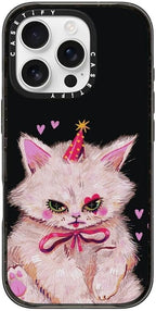 CASETiFY Impact Case for iPhone 16 Pro [Slim / 8.2 ft. 4X Military Grade Drop Protection/Compatible with Magsafe] - Clown Kitty - Clear Black
