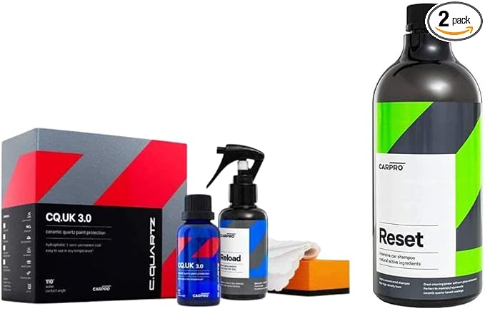 CARPRO CQUARTZ UK 3.0_50ml Kit w/Reload Reset Intensive Car Shampoo 1 Liter, Perfect Partner to Nanotechnology Based Sealants and Coatings - Bundle