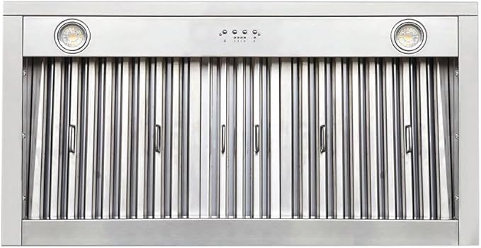 CHETTO C 36'' Range Hood 610 CFM Insert Stainless Steel Ducted Kitchen Vent Hood with LED Lights, 4-Speeds, 3 Pcs Dishwasher Safe Baffle Filters (36 inch, Stainless steel)