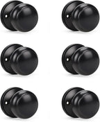 KNOBWELL 6 Pack Black Dummy Door Knob, Single Sided Handle for Closets, French Double Doors, and Pantry, Matte Black One Side Non-Turning Interior Push/Pull Door Knob