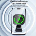 Car Phone Mount – 15W Magnetic Wireless Charger for 12-15 Series, Reliable and Efficient Wireless Charging Phone Holder(Black with Blue Light)