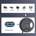 Xiwai USB 3.0 Hub Splitter, SD TF USB-C 2 Port USB Multiport Expander High Speed Type C Data Port 60mm Desk Grommet Dock Station Micro-SD Card Reader Interface for PC Desk Desktop