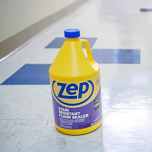 Zep Stain Resistant Floor Sealer - 1 Gallon (Case of 4) ZUFSLR128 - Durable, Long-Lasting Sealer Enhances Gloss, Polish Longevity and Stain Resistance on Vinyl (VCT), Concrete, Rubber and Tile Floors