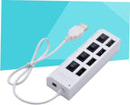 HOMSFOU 2pcs USB Hub Port Independent USB Divider for Easy Device Connectivity Office School Compact Design Built Cable