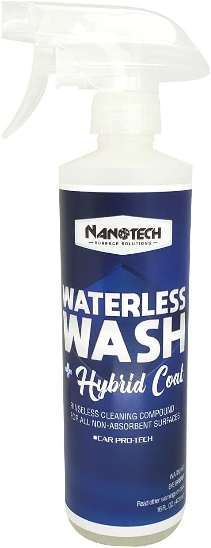 Nanotech Surface Solutions Waterless Car Wash & Hybrid Coat - Rinse less Car Wash Polish Ceramic Spray - Leaves Glossy Slick Finish - Paint Sealant Detail Protection (16 Oz.)