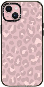 CASETiFY Impact Case for iPhone 15 Plus [8.2ft 4X Military Grade Drop Protection/Compatible with Magsafe] - Dusty Pink Leopard - Pale Petal - Clear Black