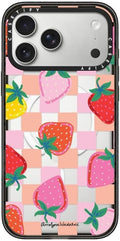 CASETiFY Impact iPhone 17 Pro Max Case [Slim/Compatible with Magsafe / 8.2 ft. 4X Military Grade Drop Protection] - Fun Strawberries - Clear Black