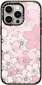 CASETiFY Impact Case for iPhone 15 Pro Max [8.2ft 4X Military Grade Drop Protection/Compatible with Magsafe] - Pink Sakura Bloom - Clear Black