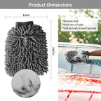 WASH&WHIPS Chenille Premium Scratch-Free Microfiber Lint-Free Wash Mitt - Regular Size, 8" x 10" in, Blue -2 Pack