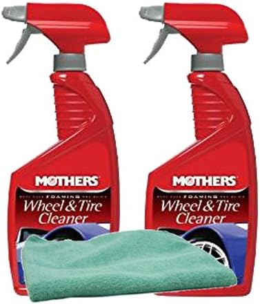 Mothers Foaming Wheel & Tire Cleaner (24 oz.) Bundle with Microfiber Cloth (3 Items)
