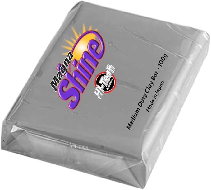 HI-TECH Magna Shine 100g Clay Bar, Dark Gray Medium Duty Material, Cleans Paint with Ease