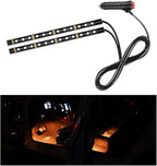 Car LED Strip Light, 24 LEDs RGB Neon Interior Atmosphere Lights, 12V Under Dash Ambient Night Light, Cigarette Lighter Auto Interior Decorative Lamp, Car Accessories (Orange-Yellow)