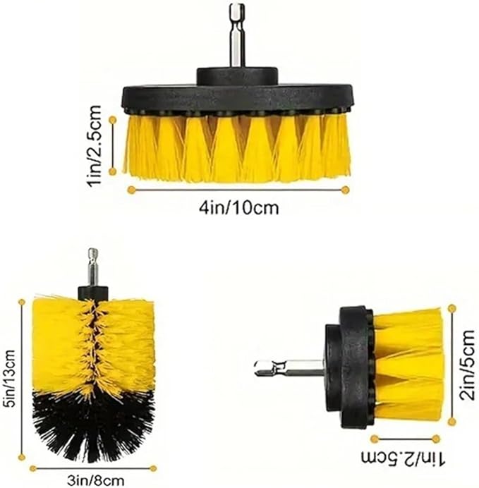 Nylon Round Cleaning Brush Set for Electric Drill - High-Density Bristle Carpet and Glass Cleaning Tool Kit(3pcs)