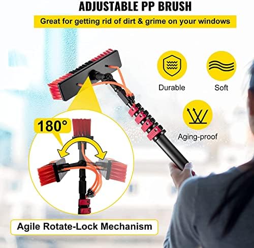 Telescopic Window Cleaning Kit: 3.6-10.8M Extendable Brush & Squeegee Water Fed Pole for Roof Glass Solar Panel Cleaning - Ideal Outdoor Cleaning Tool