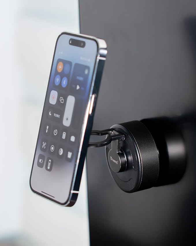 Trusmi Electric Vacuum Magnetic Car Windshield Phone Mount, 4300 Gauss, Type-C Powered, for Glass & Smooth Flat Surfaces Only, 360° Rotation, Hands-Free Holder, Black