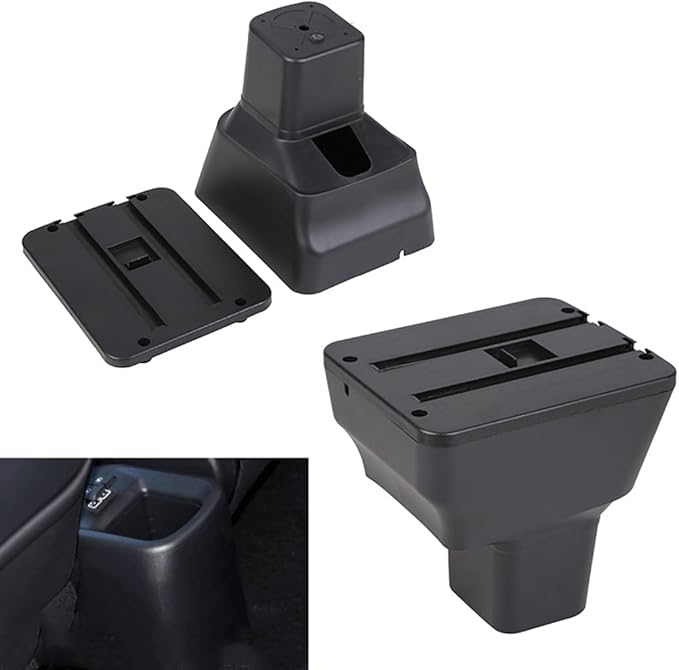 AULPHIKE Compatible with Nissan Versa Armrest 2020-2024 Car Center Console Organizer Armrests Double Layer Storage with USB Ports（Black Style）