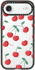 CASETiFY Impact iPhone Air Case [Slim/Compatible with Magsafe / 8.2 ft. 4X Military Grade Drop Protection] - Cherries - Clear Black