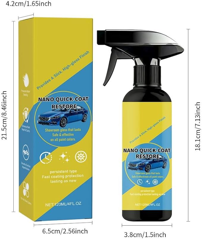 Nano Quick Coat Restore Coating Spray, 2026 Advanced Automobile Quick-Acting Coating Agent for Car, Long-Lasting Car Showroom Gloss with Dust Proof and Glazing Effects (3pcs)