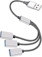 Portable USB Power Splitter Cable Male to Female Ports Compact USB Hub with Over Over-Voltage Protection for Laptop Car and Computer Use
