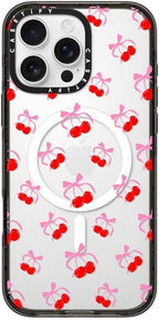 CASETiFY Impact iPhone 16 Pro Max Case [Slim/Compatible with Magsafe / 8.2 ft. 4X Military Grade Drop Protection] - Cherries Jubilee - Clear Black