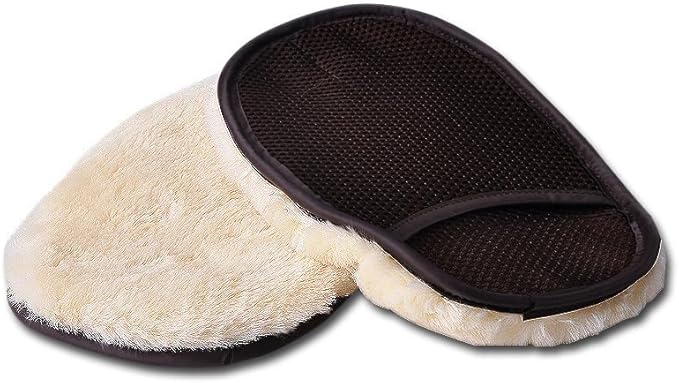 Wool Car Wash Mitt, Lint Free Scrubber High Density Car Wash Wool Glove Microfiber Wool Soft Automotive for Cleaning Car Wash Glove Auto Accessories Bear Claw Scratch Polishing Waxing Mitt (4 Pcs)