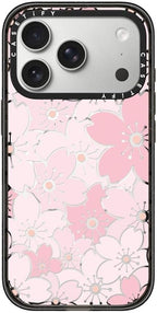 CASETiFY Impact iPhone 17 Pro Case [Slim/Compatible with Magsafe / 8.2 ft. 4X Military Grade Drop Protection] - Pink Sakura Bloom - Clear Black
