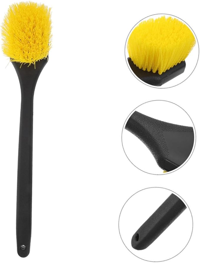 2pc Long Handle Wheel Cleaning Brush Set for Car Detailing Tire Brush Hard Bristles for Rim and Tire Scrub