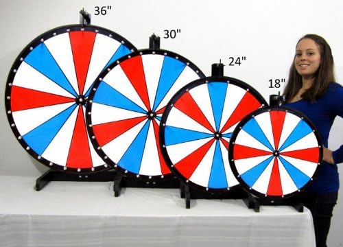 Dual and Triple Color Tabletop Dry Erase Prize Wheel – 36 Inch Desktop Spinning Wheel, Durable Wood, Balanced for Fair Odds, Trade Show Booth Raffle, Fundraiser, Baby Shower (Red and Blue, 36")