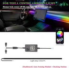 Interior Neon Lights for Tesla Model Y/3, Dreamcolor Acrylic Interior Car LED Strip Light for Tesla, Dynamic Chasing Music Sync Neon Ambient Lighting Kits for Tesla Model Y/3 (1 Strip Set A)