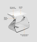 PM Auto Under-Screen Storage Organizer for Tesla Model Y (2020-2025) & Model 3 (2017-2023), Center Console Tray with Anti-Slip Silicone Pad, Interior Accessories White