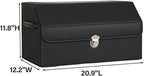Leather Storage Box Car Trunk Organizer for Trunk SUV Sedan, Leather Foldable Storage Box with Lid (Black 20.9" L*12.2" W*11.8" H)