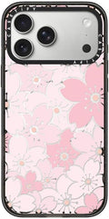 CASETiFY Impact iPhone 17 Pro Max Case [Slim/Compatible with Magsafe / 8.2 ft. 4X Military Grade Drop Protection] - Pink Sakura Bloom - Clear Black