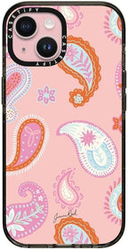 CASETiFY Impact Case for iPhone 15 [8.2ft 4X Military Grade Drop Protection/Compatible with Magsafe] - Cowgirl Paisley Pattern - Clear Black