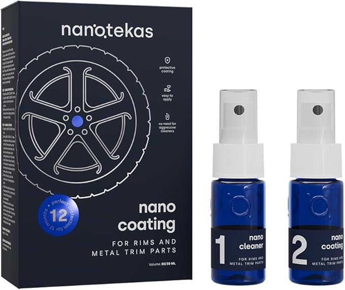 Nano Ceramic Coating for Cars - Rim and Metal Trim Ceramic Coating Kit. Easy to Use Wheel Ceramic Coating Suitable for All Rim Types - Brake Dust Repellent for Cars & Motorbikes