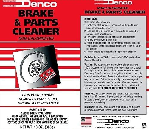 Denco #1930 Brake & Parts Cleaner Spray, Non-Chlorinated, Fast-Drying Degreaser, Low Odor Aerosol, 15.3oz (13oz net wt) (Case of 48)