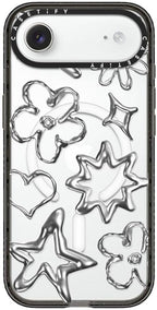 CASETiFY Impact iPhone Air Case [Slim/Compatible with Magsafe / 8.2 ft. 4X Military Grade Drop Protection] - Chrome Doodles - Clear Black