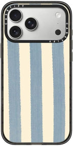 CASETiFY Impact iPhone 17 Pro Max Case [Slim/Compatible with Magsafe / 8.2 ft. 4X Military Grade Drop Protection] - Blue Stripes - Clear Black
