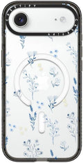 CASETiFY Impact iPhone Air Case [Slim/Compatible with Magsafe / 8.2 ft. 4X Military Grade Drop Protection] - Small Blue Flowers - Clear Black