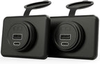 Panel Type C 12V USB Car Charger Outlet, DAMAVO YM1288 12V Cigarette Lighter Socket for Car USB Port Bus RV Boat Automotive Marine ATV Truck Golf Cart (Surface Mount Installation, 2 Pack)
