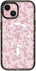 CASETiFY Impact Case for iPhone 15 [8.2ft 4X Military Grade Drop Protection/Compatible with Magsafe] - Bows - Clear Black