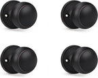 KNOBWELL 4 Pack Bronze Dummy Door Knob, Single Sided Handle for Closets, French Double Doors, and Pantry, Oil Rubbed Bronze One Side Non-Turning Interior Push/Pull Door Knob