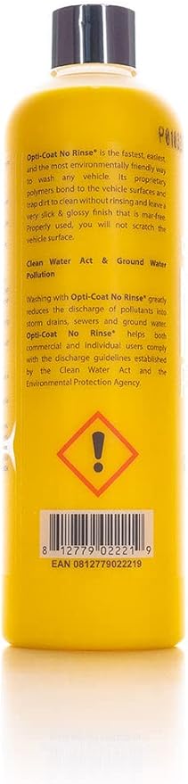 OPTI-COAT - No Rinse Ceramic Rinseless Car Wash - Premium Version of ONR, Enhanced with SiO2 & UV Inhibitors, Safe for Coated & Uncoated Vehicles, Paint, Glass & Interior (16oz)
