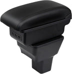 AULPHIKE Compatible with Nissan Versa Armrest 2020-2024 Car Center Console Organizer Armrests Double Layer Storage with 3 USB（Black）