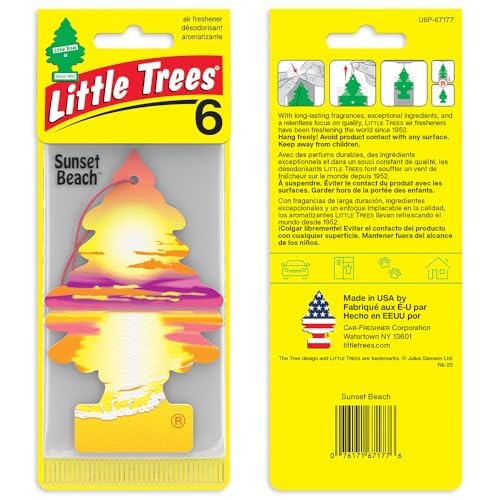 LITTLE TREES Car Air Freshener | Hanging Tree Provides Long Lasting Scent for Auto and Home | 24 Air Fresheners |Sunset Beach