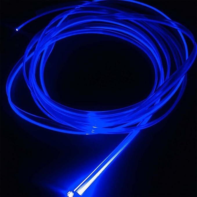 2mm 5meters Car Home LED Ambient Plastic Optic Fiber Light Source Kit Tool Free (110-220V Adapter,Blue)