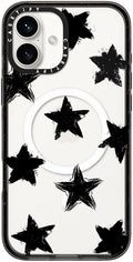 CASETiFY Impact Case for iPhone 16 Plus [Slim / 8.2 ft. 4X Military Grade Drop Protection/Compatible with Magsafe] - Star Marks - Clear Black