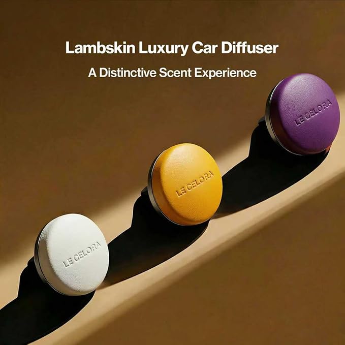 LECELORA Car Diffuser with 6 Scent Refills - Luxury Leather Vent Clip Long Lasting Car Air Freshener, Perfect Birthday Anniversary Valentines Gift for Him Her-Oud Lumiere