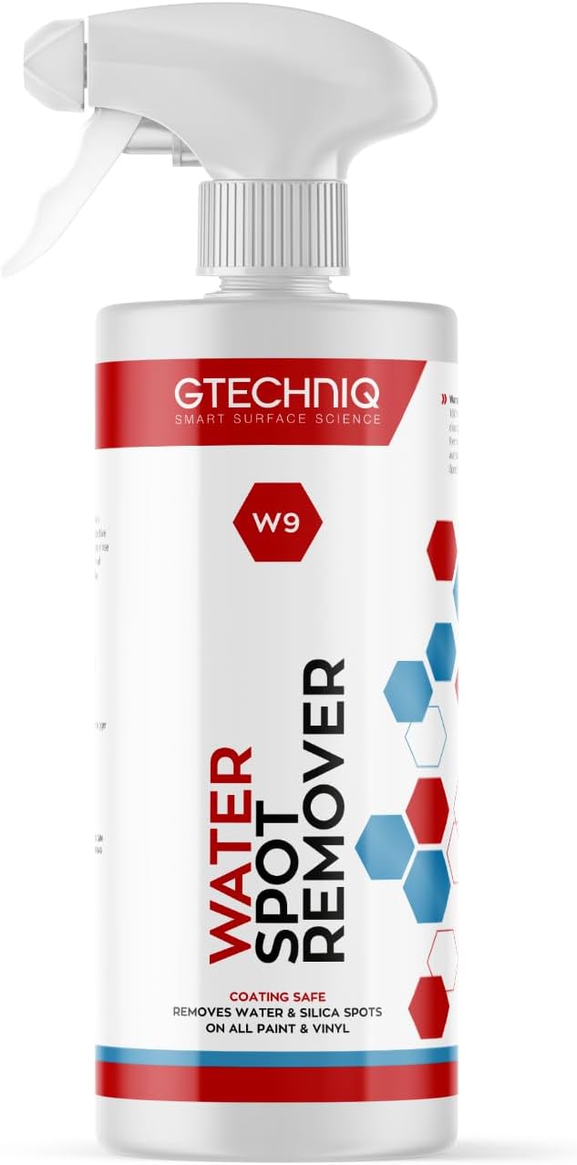 Gtechniq W9 Water Spot Remover for Cars, 17 fl oz | Advanced Solution Easily Removes Stubborn Water and Silica Spots from Bodywork, Suitable for Glass, All Paint Types and Vinyl