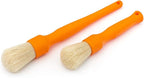 Detail Factory - Boar Hair Detailing Brush Short-Handle + Long-Handle Combo Kit - Comfortable Grip and Heavy-Duty Scrubbing for Interior, Exterior, Engine Bay, Wheels, Exhaust Tips, Orange